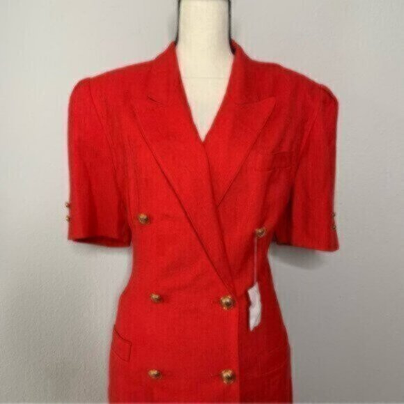NWOT Spiegel 80s Vintage Red Blazer Tuxedo Dress - Picture 9 of 14